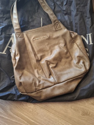 Armani Jeans leather shoulder bag used, khaki color with pouch