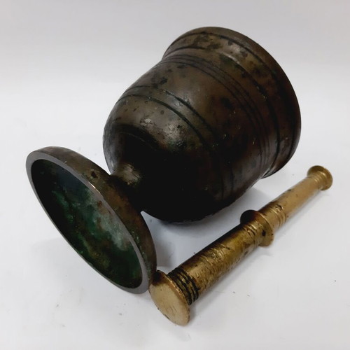Antique Greek Brass Mortar and Pestle used, vintage kitchen decor