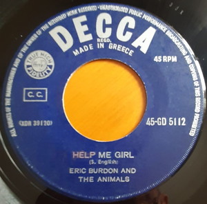 ANIMALS ~ SEE SEE RIDER / HELP ME GIRL (1966, Decca, 7" single, αυθεντική ελληνική έκδοση)