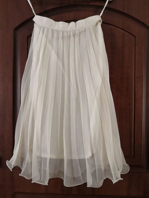 Official pleated skirt champagne color muslin chiffon size S like new
