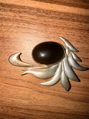 Handmade silver 950 pin new, black and silver