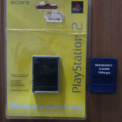 Sony PlayStation 2 8MB Memory Card new, with PS1 1MB card pack