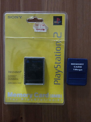 Sony PlayStation 2 8MB Memory Card new, with PS1 1MB card pack