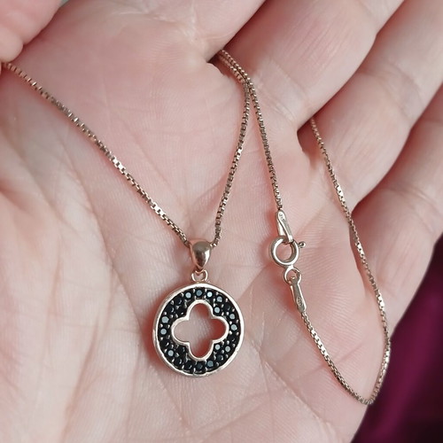 Silver 925 necklace with black zircon stones