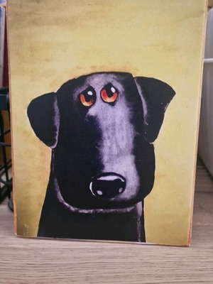 Wooden decorative sign dog like new, 13×18cm with magnet