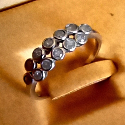 18K White Gold Ring with 12 Natural Diamonds SI/K, Size 55.5