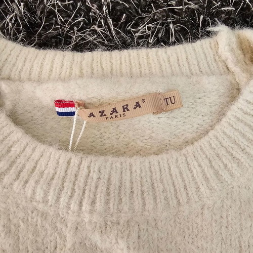 Azaka sweater new, beige with pearls on sleeves