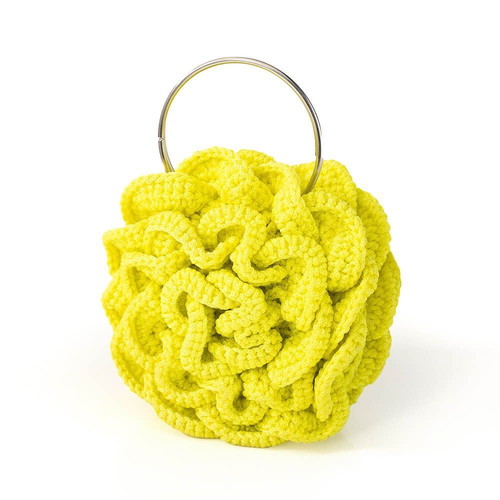 Handmade Knitted Bag White Rose new, yellow