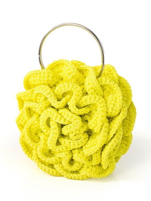 Handmade Knitted Bag White Rose new, yellow