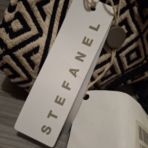 Stefanel Jacquard bucket bag, black and beige