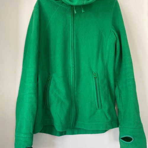 Fleece jacket used, green, size M with thumb holes