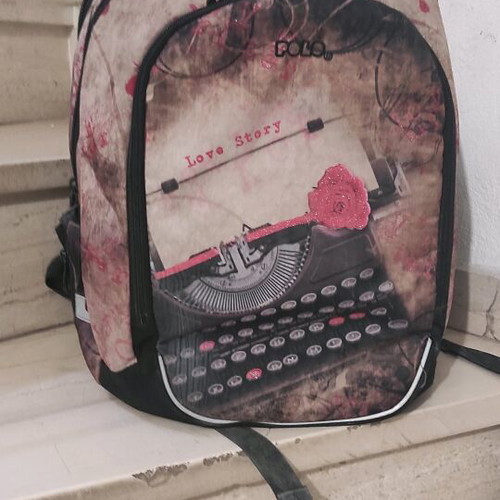 Polo Love Story School Backpack used, retro romantic design