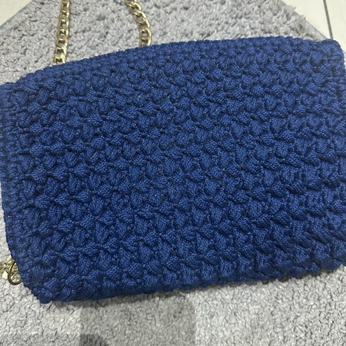 Handmade bag with dark blue thread new