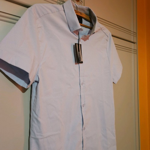 River Island blue muscle fit short sleeve shirt new size M