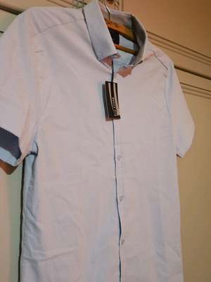 River Island blue muscle fit short sleeve shirt new size M