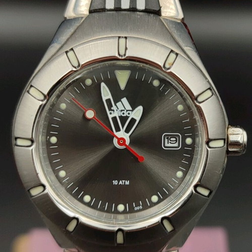 Adidas watch metal silver with black dial like new