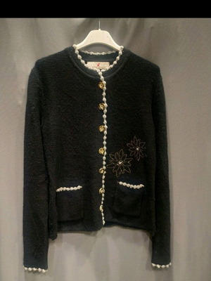 Πλεκτή ζακέτα με στρας 30% κασμίρ 70% μαλλί μέγεθος S μεταχειρισμένη μαύρη