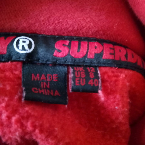 Superdry cropped sweatshirt like new, size large, red