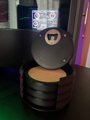 Premium Coasters set with base and bottle opener