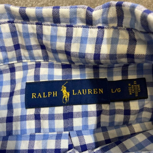 Ralph Lauren Oxford long sleeve shirt, blue white checked, size L
