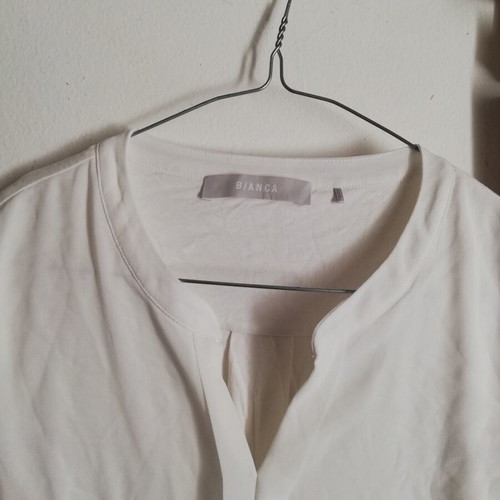 Bianca white blouse size L 40 chiffon front, cotton back, like new