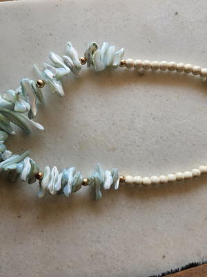 Women's summer necklace with stones and ceramic coral shape, like new