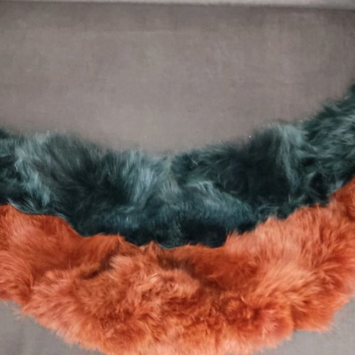 Fur collar scarves used, set of 2, brown and green shades