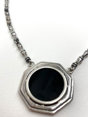 Handmade silver necklace 925 with natural black obsidian, new