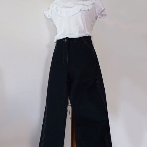 Set jeans crop blue-black Italian NoS pants and Zara blouse new NoM