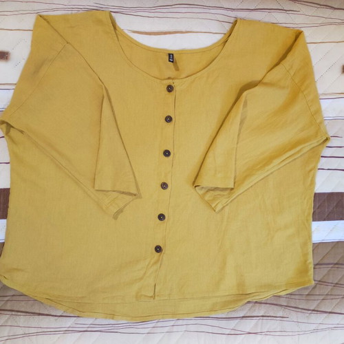 Chicoree women's linen blend shirt jacket XL like new, mustard yellow