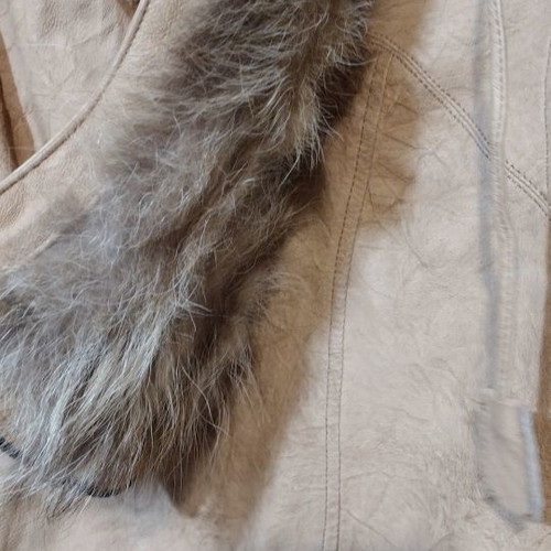 Lynne leather jacket used, beige bomber with fur hood