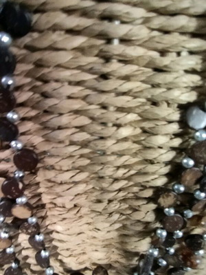Handmade necklace like new, three strands with beads and wooden pieces Bohemia