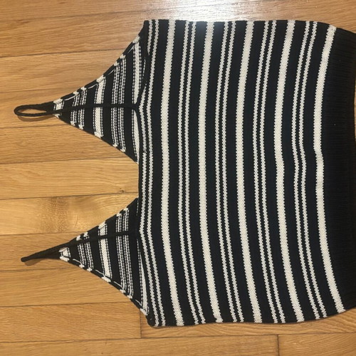 Striped knitted crop top like new, blue and white, size L