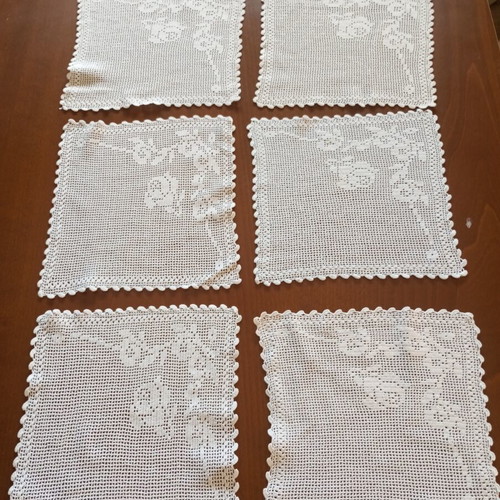 Hand-embroidered display napkins, set of 5, 25x25 cm