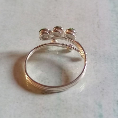 Silver 925 Toe Ring with Green Strass New