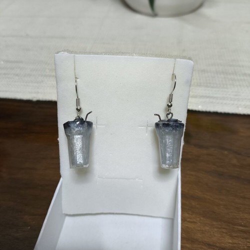Galaxy cocktail earrings new, blue and silver resin