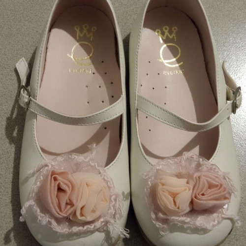 Everkid leather girls' ballerinas new, size 24, off white