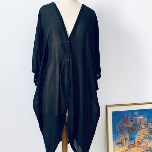 ICHI Black Transparent Shirt One Size New