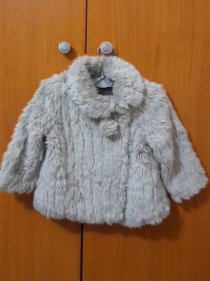 Zara baby fur coat like new, light gray, 12-18 months