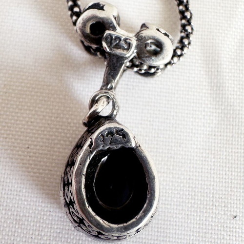 Vintage silver necklace 925 mid century with blue stone used