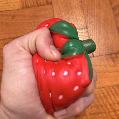 Strawberry-shaped stress relief sponge used with minor defect