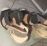 Women's wedge sandals size 37 like new black beige