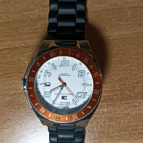 Tommy Hilfiger watch like new, steel, orange, waterproof