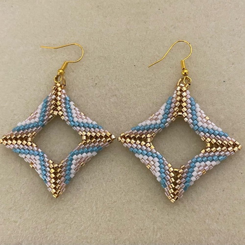 Azure Diamond handmade Miyuki double weave earrings multicolor new