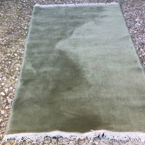 Wool rug used green pastel 165x70 cm with thick pile