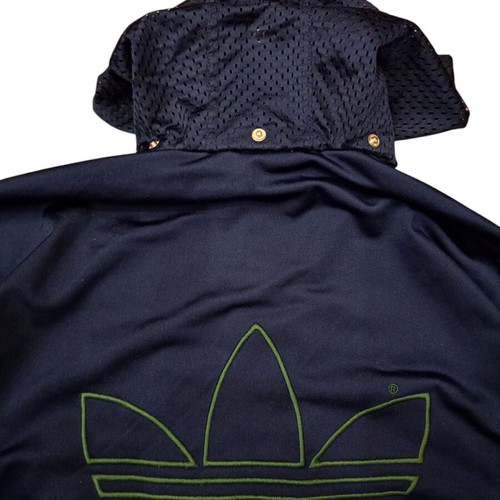 Adidas vintage hooded track jacket used, navy and green colorblock