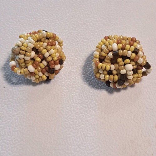 Vintage earrings with brown and silver beads like new, clip-on