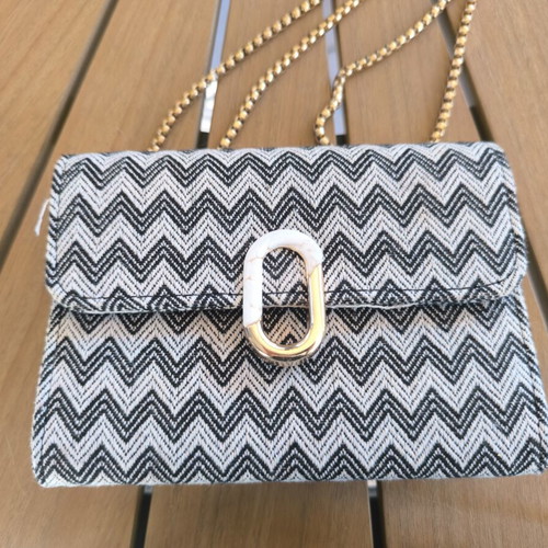 Celestino Shoulder Bag Zigzag Pattern with Gold Chain