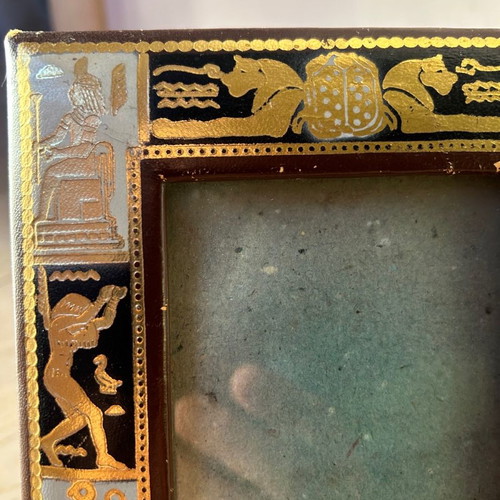Egyptian leather photo frame used with Pharaoh depictions 20x14cm