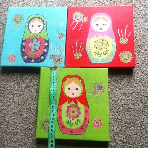 Matryoshka art prints pack of 3 new 20x20 cm
